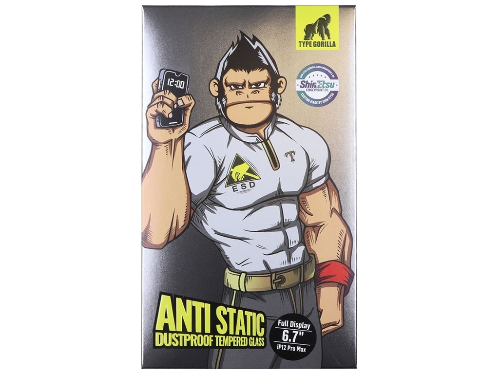 Защитное Стекло Type Gorilla 0.33мм 2,5D HD Anti-Static PTJ1 для iPhone 12 Pro Max, Цвет Черный