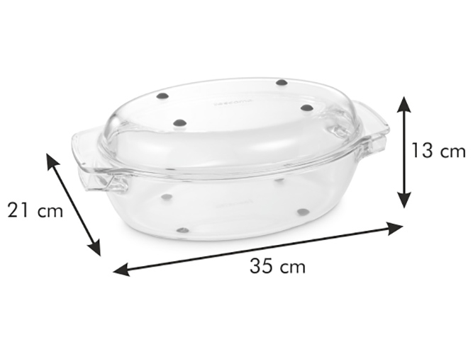 Жаровня з кришкою GrandCHEF овальна, 35x21см, скло, 01202
