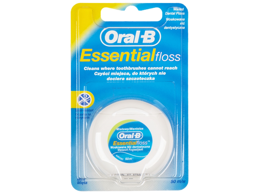 Зубная нить Oral-B Essential floss Waxed, мятная, 50м
